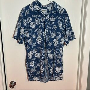 Tipsy Elves blue Chive On button down short sleeve top XL